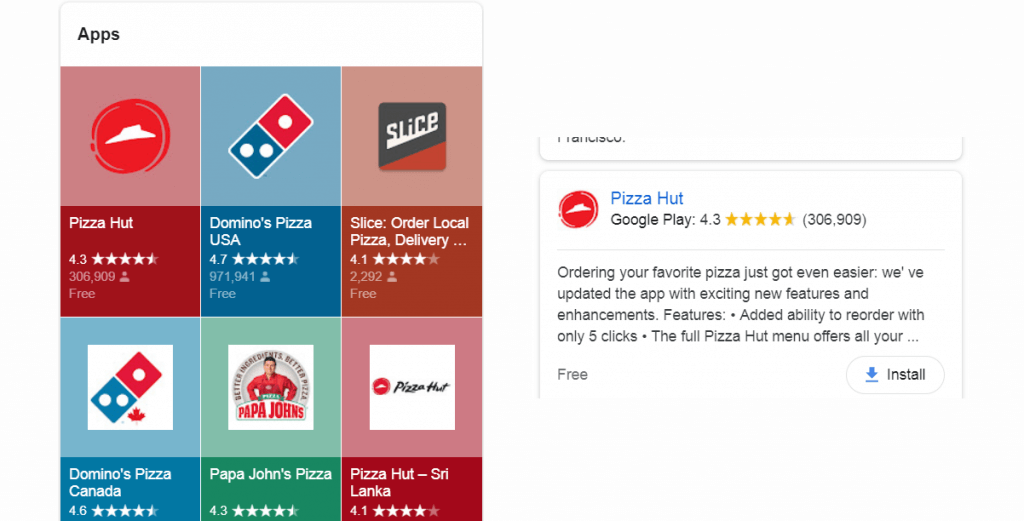 App ranking snippet - example
