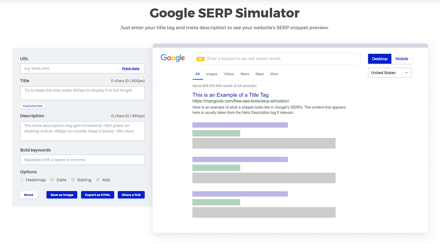 SERP Simulator - new SEO tool by Mangools