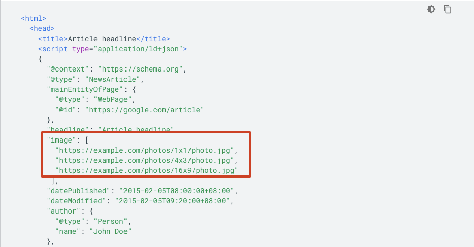 Google example schema markup