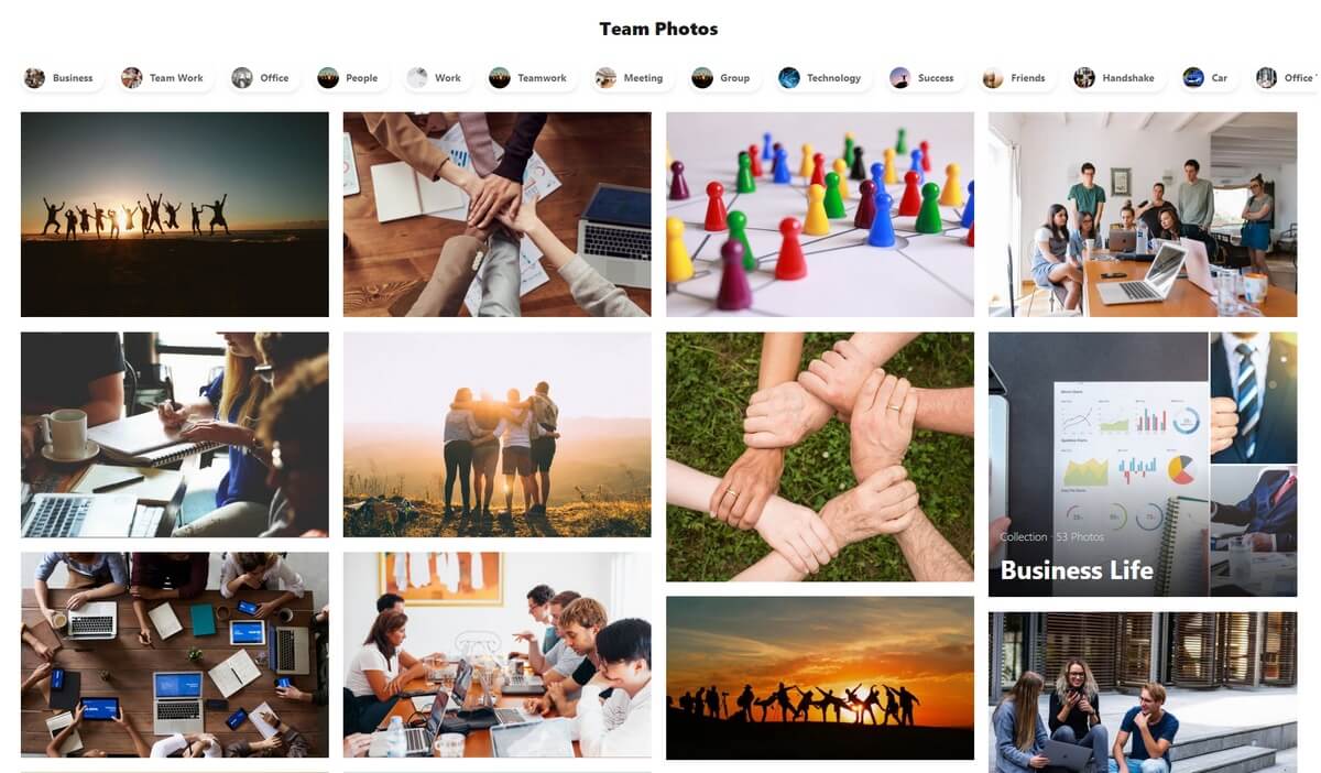 Pexels search results for "team"
