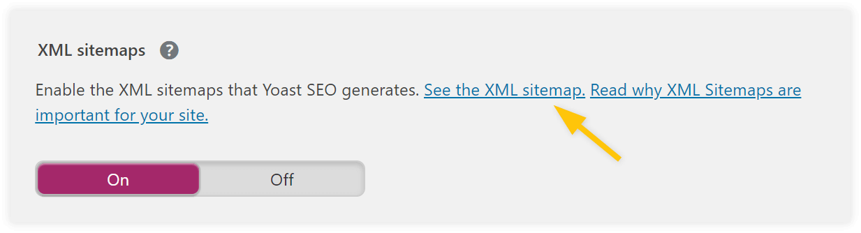 (Yoast) SEO tab - General - Features - link “See the XML sitemap.”
