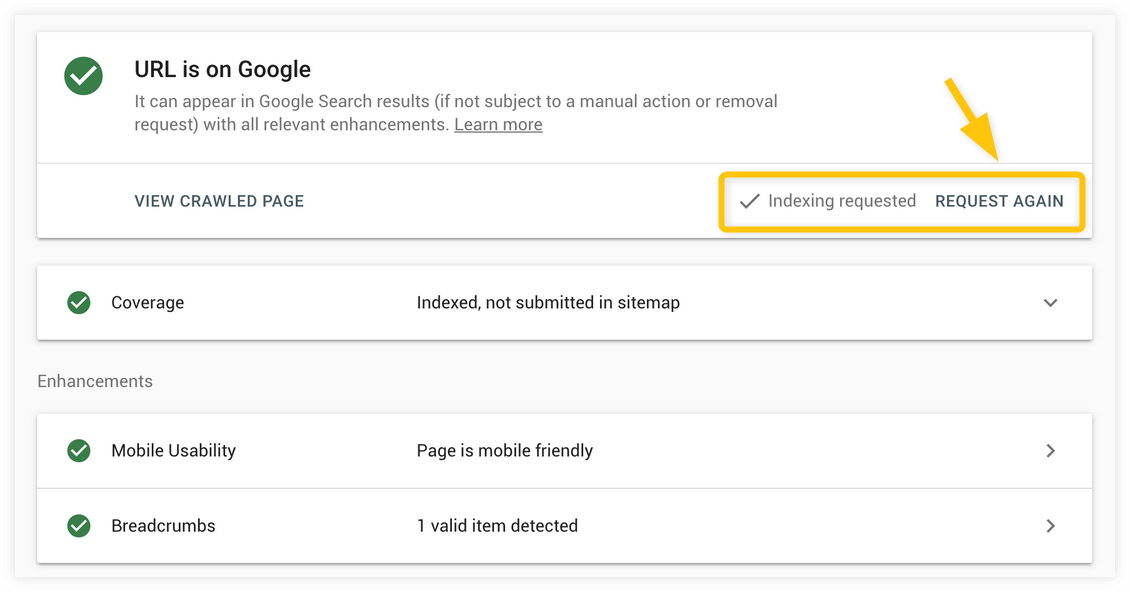 url inspection in google search console