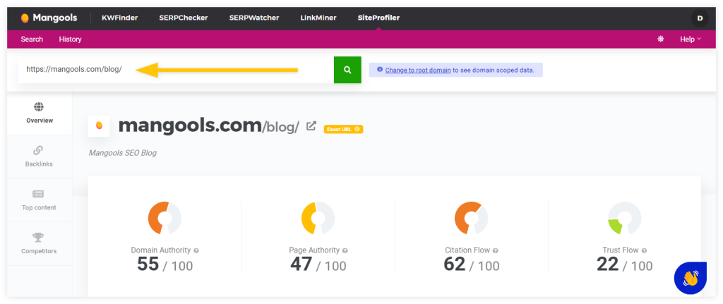 SiteProfiler example for authority