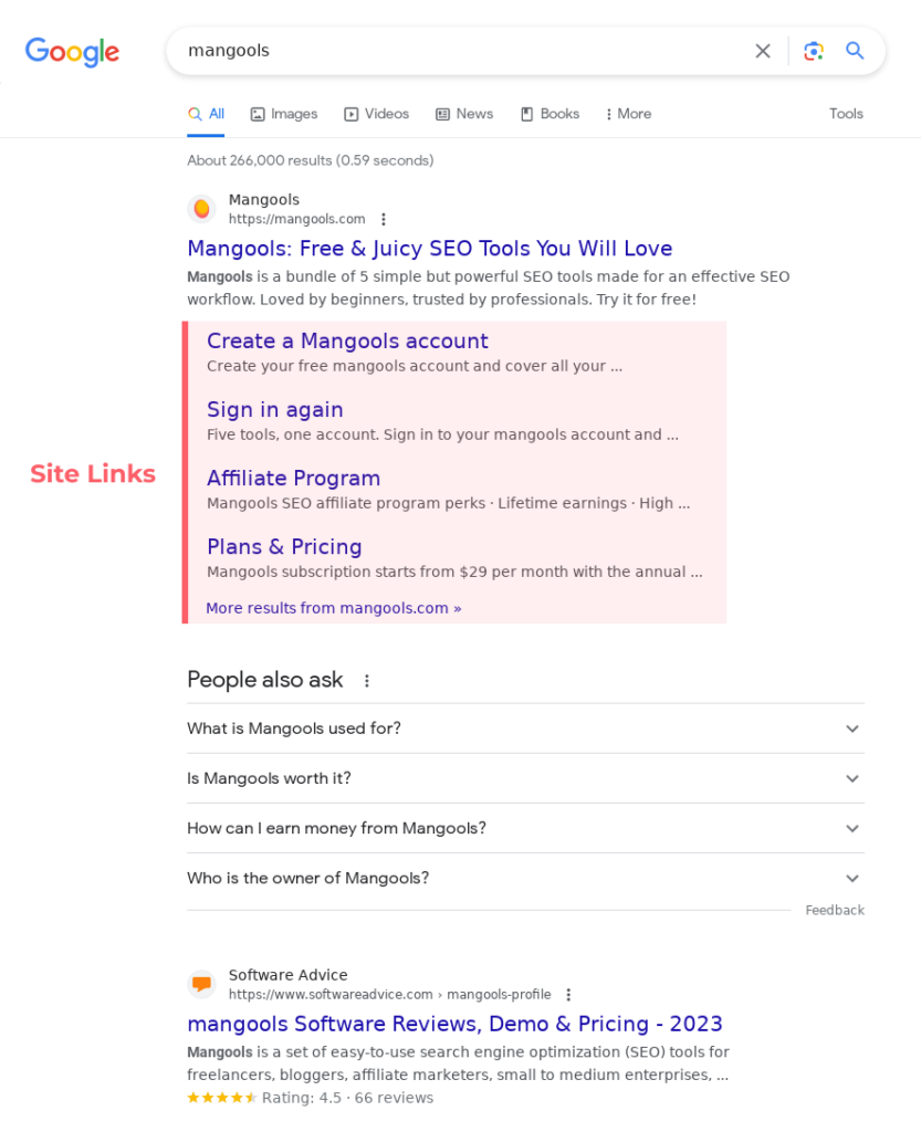 Sitelinks in Google Search