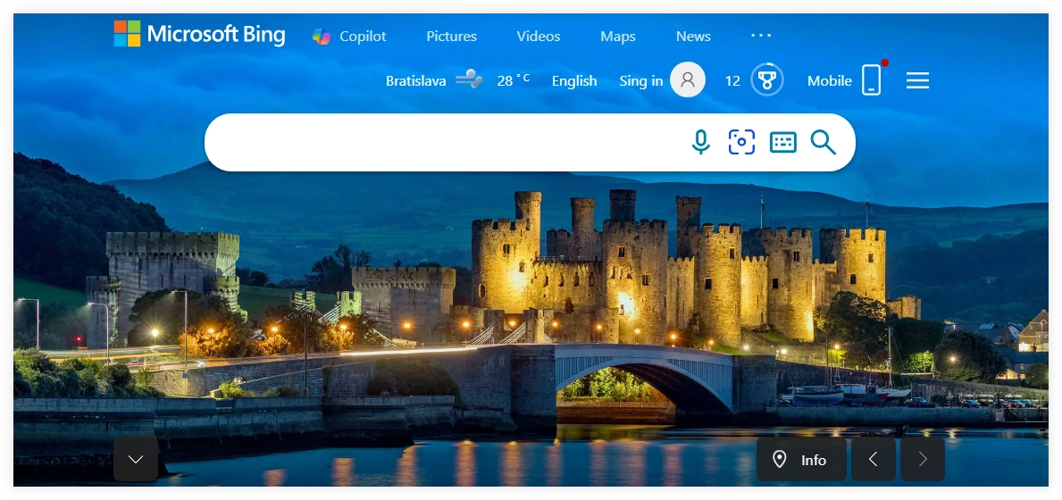 Microsoft Bing search engine