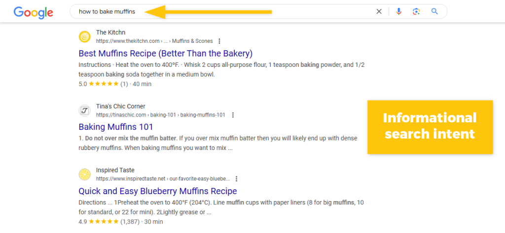 informational search intent behind keyword - example