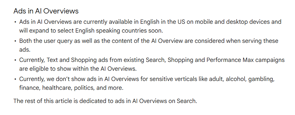 AI overviews and Google Ads