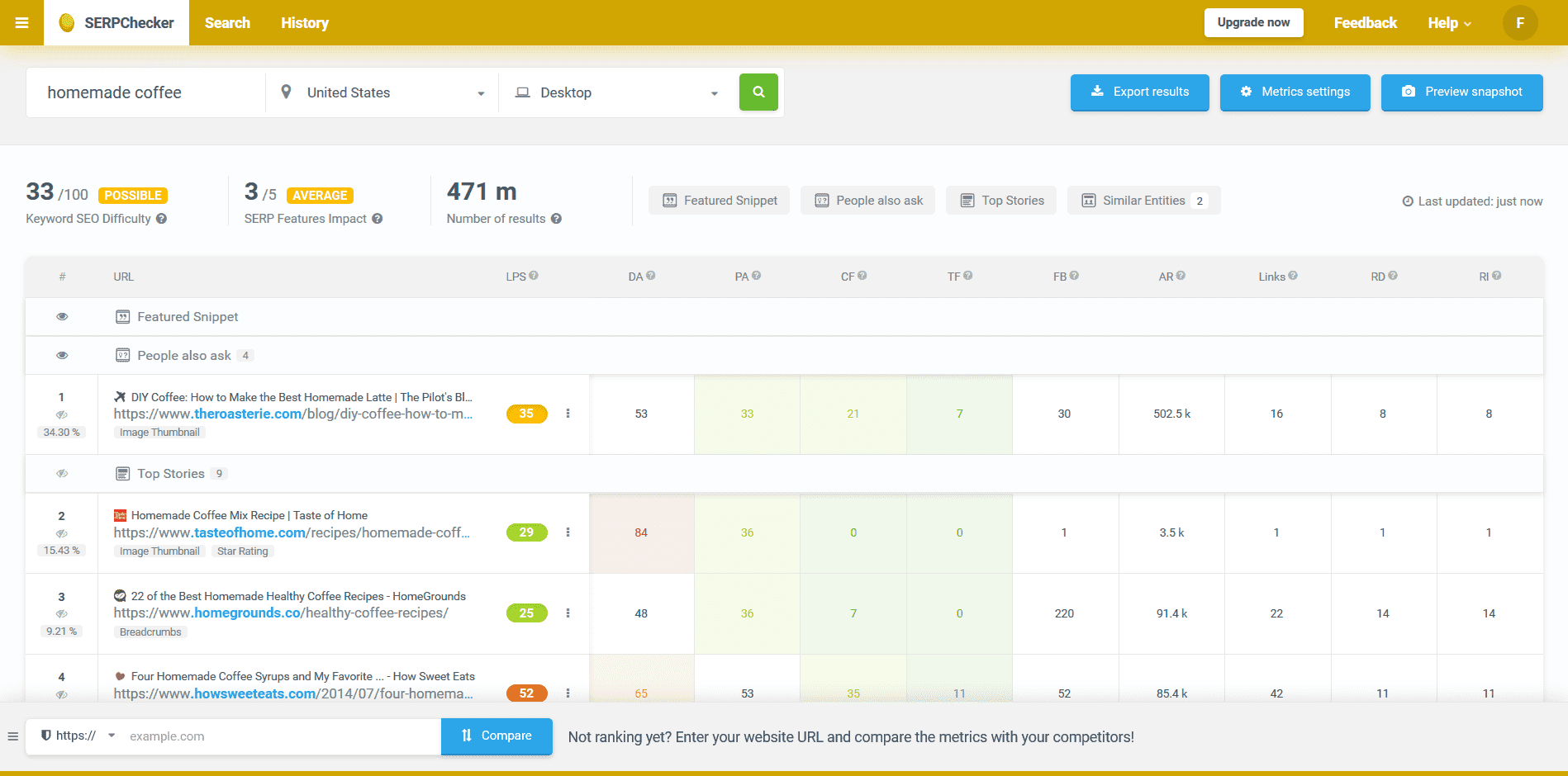 Screenshot of SERPChecker seo tool