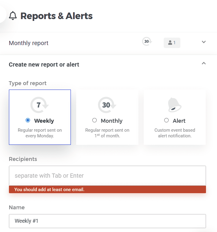Scheduled email ranking reports in SERPWatcher
